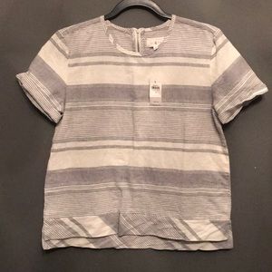 NWT blue and white stripe linen top